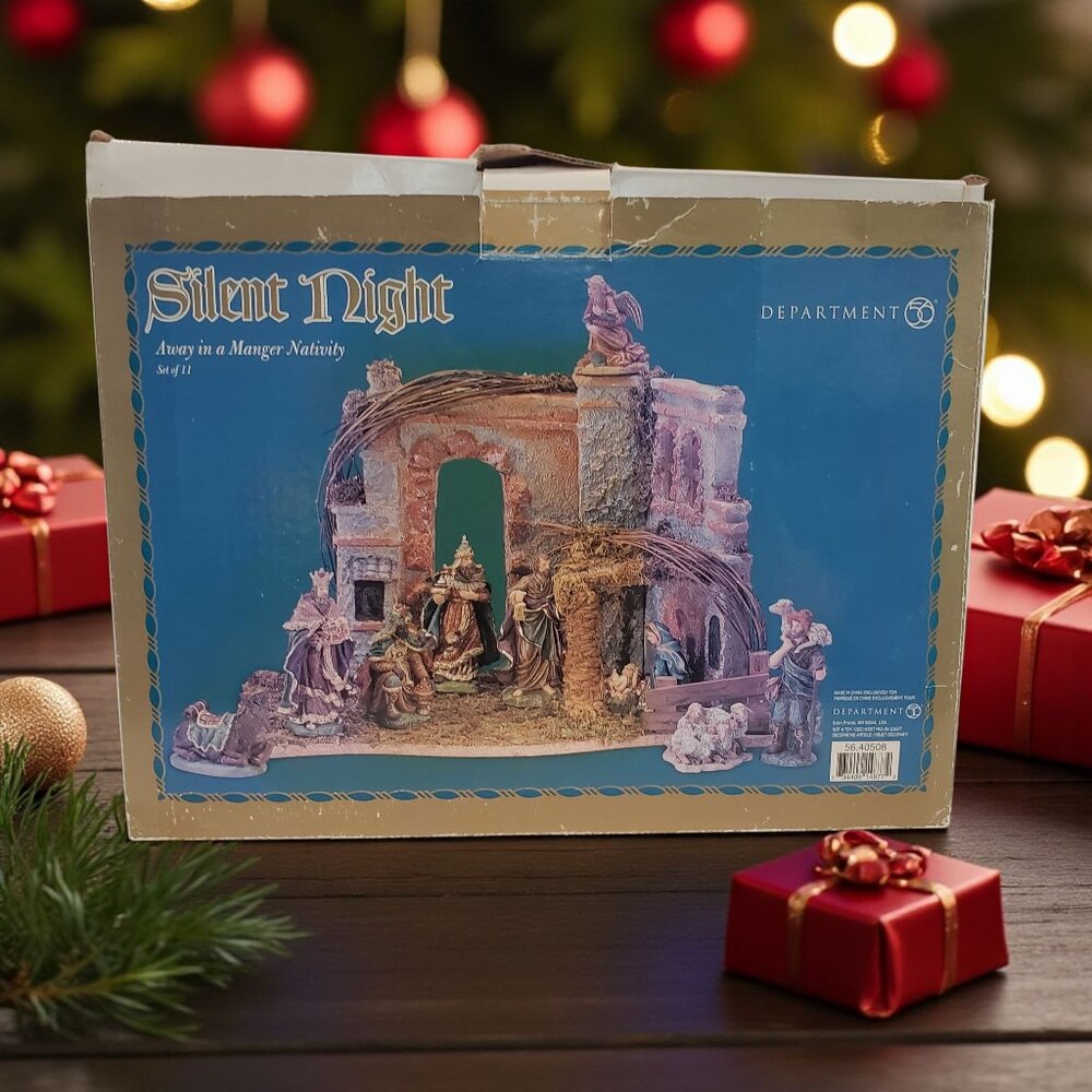 Department 56 Silrnt Night Away in a Manger Nativity Set